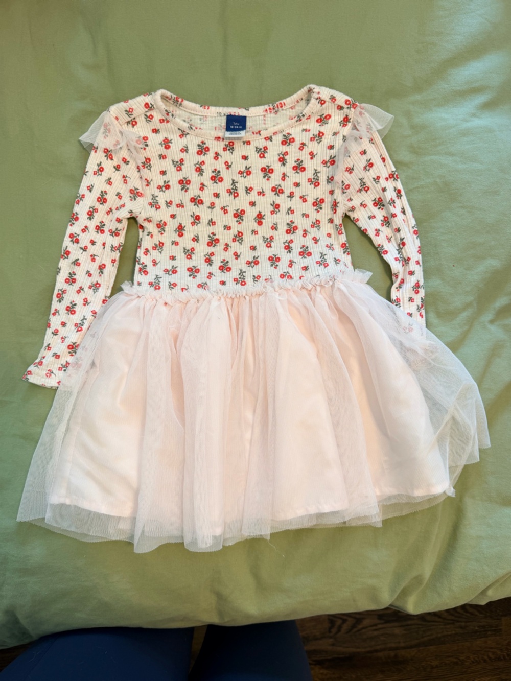 Old Navy White Ribbed Baby Tank with Red Floral Print